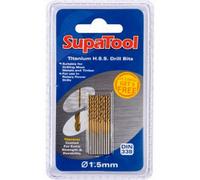 Supatool Titanium Coated Hss Drill Bits (Pack Of 10) Gold (1.5 X 40mm)