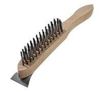 Supatool Wire Brush & Scraper, 4 Row - Heavy-Duty Rust & Paint Removal Tool - Wire Brush With Durable Oak Handle