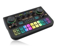 Supaumixers X1 Gaming Audio Mixer,1200mAh 48V Phantom Power Audio Interface for PC Podcast Streaming, Sound Board, Voice Changer, Live Sound Card with DJ Mixer Effects Bluetooth (Black)