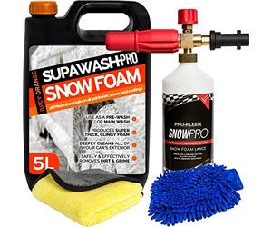 SUPAWASH-PRO Orange Snow Foam Car Shampoo 5L with Karcher Compatible Lance 1 x Microfibre Cloth & Microfibre Wash Mitt - pH Neutral Car Detailing Kit