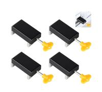 SUPAWAY 4 Pieces Sliding Window Closing Adjustable Window Lock Stainless Steel Sliding Window Locks Children's Safety Lock with Key Sliding Window Stopper Black Door Frame Safety Lock