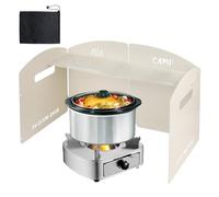 SUPAWAY 5 Panels Camping Windshields Foldable Camping Wind Deflector Portable Outdoor Burner Wind Shield with Storage Bag Camping Stove Windscreens for Grill Camping Picnic Beige