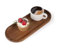 SUPAWAY Acacia Wooden Serving Tray - Oval Decorative Tray for Dessert Snacks, Small Items, Home Decoration, Cafe, Bar, Restaurant, 30 x