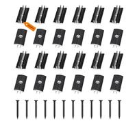 Supaway Pack of 100 Plastic Aluminium Alloy T-Clips for Decking 6 mm Gap Spacing Hidden Spacers with 100 Screws for WPC/BPC Flooring Composite Boards Black