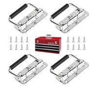 SUPAWAY Pack of 4 Folding Spring Handles, Stainless Steel Box Handle, 110 mm, Hardware Box Handle, Replacement Chest Handle, Folding Handle with Insulated Rubber Handle for Speaker Box, Toolbox Door,