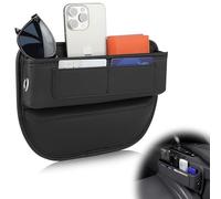 Supaway Storage Box Car Seat Gap Car Seat Gap Organiser Front Seat Side Pocket PU Leather Car Organiser Seat Gap Storage Box with Hole USB Cable for Small Items, Mobile Phones, Pack of 1