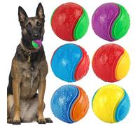 SupaWeiss 6PCS Indestructible Dog Ball,Dog Balls Teeth Cleaning Puppy Chew Toys,Balls for Dogs,Press Squeaky Ball for Large,Medium,and Small Dogs