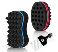 Supaze 3Pcs Hair Styling Set for All - Curl Brush, Twist Sponge for Textured Hair with Metal Pick