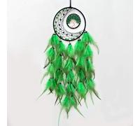 SUPBEI Dream Catchers Tree of Life Dream Catcher for Bedroom Decor Crystal Stone Dream Catcher for Wall Hanging Decor, Moon Dream Catcher, Handmade colorful feathers, boho style,Green