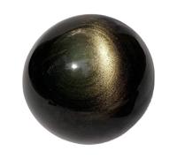 SUPBEI Golden Sheen Obsidian Crystal Ball Polished Stones Sphere with Stand for Home Decor, Chakra Balancing, Witchcraft, Reiki Healing and Crystal Grid,50mm