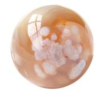 SUPBEI Natural Crystal Ball 1.6"(4cm) Gemstone Polished Sphere Divination Ball Decorative Sphere with Wood Stand Healing Crystals Ball Healing Stone Rocks Ball Mineral Collection,Cherry Blossom Agate