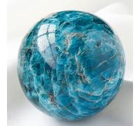 SUPBEI Natural Crystal Ball 1.6"(4cm) Gemstone Polished Sphere Divination Ball Decorative Sphere with Wood Stand Healing Crystals Ball Healing Stone Rocks Ball Mineral Collection,Blue Apatite