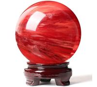 SUPBEI Natural Red Crystal Ball Sphere Red Obsidian Ball Energy Stone Meditation Divination Sphere Healing Polished Ball for Home Decor,4in(100mm)