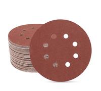 SUPBICCO 5 Inch 8 Hole Sanding Discs Hook and Loop, 50 PCS 120 Grit Round Sand Paper Disc, Aluminum Oxide Sandpaper Pads for Random Orbital Sander