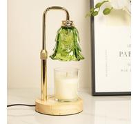 SupBri Dimmable Flower Candle Warmer Lamp, Candle Warmer with Timer & 4Bulbs, Birthday Gifts for Women, House Warming Gifts New Home Bedroom Decor (Green-Tulip)