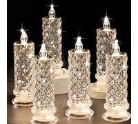 SupBri Rose Shadow LED Flameless Candles, 6PCS Romantic Battery Operated Candles Led Pillar Candles for Valentines Anniversary Wedding Christmas Decorations(White, D 2.5" x H 7.2")
