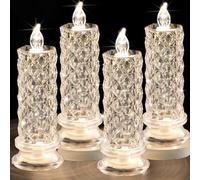 SupBri Rose Shadow LED Flameless Candles, Romantic Battery Operated Candles Led Pillar Candles for Valentines Proposal Anniversary Wedding Christmas Decorations(White, D 2.5" x H 7.2") (4)