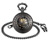 SUPBRO Damen Herren Taschenuhr Analog Mechanische Kettenuhr Uhr Pocket Watch mit Kette Pullover Kette Meridian