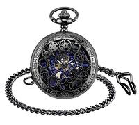 SUPBRO Damen Herren Taschenuhr Retro Zahnrad Analog Mechanische Kettenuhr Uhr mit Halskette Pullover Kette