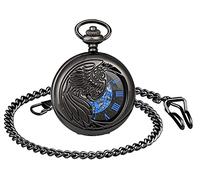 SUPBRO Women's Men's Pocket Watch Eagle Analogue Mechanical Chain Watch Pocket Watch with Necklace Pullover Chain, black, Classic