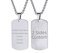 Supcare 22"+2" Personalised Dog Tag Necklace, Engraved Dog Tags for Men/Heart-Shaped Photo/Bible Verse, 316L Stainless Steel, Customised Souvenirs for Men and Women, Boxed (Silver/Gold/Black)