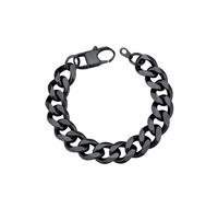 Supcare Black Bracelets, 12mm Cuban Miami Curb Link Bracelets for Men - 21cm, 316L Stainless Steel Bracelets Chain Durable Clasp