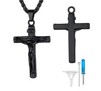 Supcare Black Cross Necklaces for Men Cremains Ash Pendants Urn Memorial Jewellery Keepsakes Loss of Mum Gift