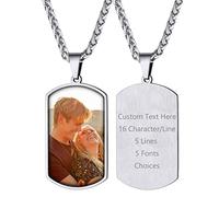 Supcare Black Personalised Dog Tag Necklace, Engraved Dog Tags for Men/Heart-Shaped Photo/Bible Verse, 316L Stainless Steel, Personalisierte Kette mit Bild, Father's Day Gifts, Boxed