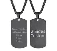 Supcare Black Personalised Dog Tag Necklace, Engraved Dog Tags for Men/Heart-Shaped Photo/Bible Verse, 316L Stainless Steel, Customized Gifts for Fathers Day Dad, Boxed