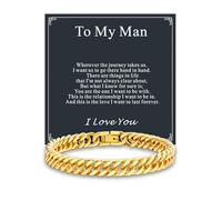Supcare Chain Bracelet for Men, 14K Gold-Plated Men's Bracelets with To My Man Card, Durable Anti-Scratch 316L Stainless Steel Bracelet, Romantic Gifts for Him on Birthday/Anniversary/Christmas