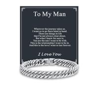 Supcare Chain Bracelet for Men, Silver Men's Bracelets with To My Man Card, Durable Anti-Scratch 316L Stainless Steel Bracelet, Romantic Gifts for Him on Birthday/Anniversary/Christmas