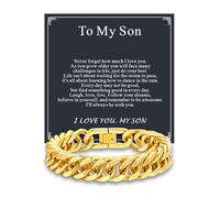 Supcare Cuban Chain Bracelet for Son, 21cm Gold-Plated Bracelet with To My Son Card, Medical-Grade 316L Stainless Steel Boys' Bracelets, Surprise Gift for Son on Graduation/Christmas & Birthday