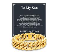 Supcare Cuban Chain Bracelet for Son, 21cm Gold-Plated Bracelet with To My Son Card, Medical-Grade 316L Stainless Steel Boys' Bracelets, Surprise Gift for Son on Graduation/Christmas & Birthday
