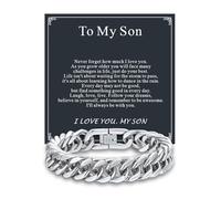 Supcare Cuban Chain Bracelet for Son, 21cm Son's Bracelet with To My Son Card, Medical-Grade 316L Stainless Steel Boys' Bracelets, Surprise Gift for Son on Graduation/Christmas & Birthday