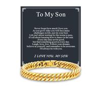 Supcare Cuban Chain Bracelet for Son, 23cm Gold-Plated Bracelet with To My Son Card, Medical-Grade 316L Stainless Steel Boys' Bracelets, Surprise Gift for Son on Graduation/Christmas & Birthday