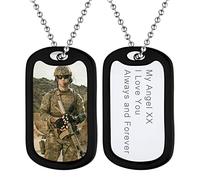 Supcare Custom Photo Dog Tag Picture Pendant Necklaces for Men Dad PAPA with Silencer Memorial Engraved Jewellery Keepsake Gift for Retired Soldiers