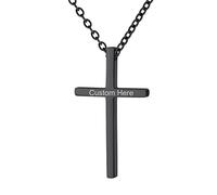 Supcare Customized Black Cross for Man, Stainless Steel Crucifix Cross Pendant Strong Link Chain, Religious Gifts for Fathers Day Christmas