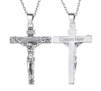 Supcare Customized Cross Necklace for Men and Women, Jesus 925 Sterling Silver Cross Necklace, 18"+2" Cross Chain for Birthdays/Christmas/Thanksgiving/Easter, Comes with Jewelry Box
