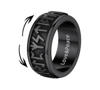 Supcare Customized Viking Rings for Men Black, Stainless Steel Spinner Ring Rotatable Fidget Band Rings Size R 1/2