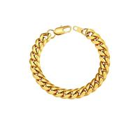 Supcare Dad's Bracelets, Gold Plated Curb Link Chain Chunky Bracelet 10mm, Simple Chain Bracelets 19cm