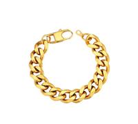 Supcare Gold Miami Chain Bracelets, Chunky Style Cuban Chain Wristband Bracelet 12mm, Men's Bracelet Stainless Steel