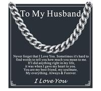 Supcare Husband's Exclusive Men's Cuban Chain Necklace, 20" Silver 6mm, Hand Polishing, Maintenance-Free, Jewelry for Husband, Birthday, Valentine's Day & Christmas