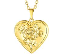 Supcare Locket Necklaces for Women 18K Gold Plated Heart Pendant Memorial Keepsakes DIY Jewellery