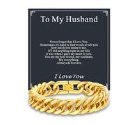 Supcare Men's Bracelets for Husband, 14K Gold-Plated Chain Bracelet for Men with To My Husband Card, Hand Polishing, 21cm Cuban Link Chain for Husband on Wedding Anniversary/Birthday & Christmas