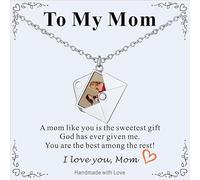 Supcare Mom-Exclusive Personalised Necklace, Envelope-Shaped Locket Necklace, Customized Photo + Laser-Engraved Blessings, Waterproof Glue Drop Craft Heart Necklaces (Card and Jewelry Box)