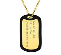 Supcare Personalised Dog Tag Necklace, Engraved Dog Tags for Men/Heart-Shaped Photo/Bible Verse, 316L Stainless Steel, Customised Souvenirs for Men and Women, Boxed (Silver/Gold/Black)