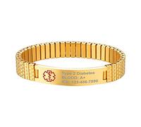 Supcare Personalised Medical Bracelets for Women Men, 316L Stainless Steel Medic Alert Bracelets, Electroplating Engraving Medical ID Bracelet can Engrave Emergency Information