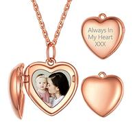 Supcare Personalised Rose Gold Heart Locket Necklace Customized Engraved Pendant with 40CM Chain 925 Sterling Silver Memorial Jewellery Gift for Women Mom Daughter NANA