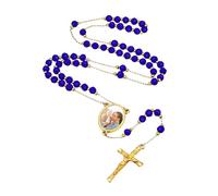 Supcare Rosary Beads Catholic Women's Necklace, Y-Shaped Stainless Steel Prayer Rosary Necklace with Guardian Pendants (St. Michael/St. Christopher/Virgin Mary), Unisex, Boxed in Silver/Gold/Black