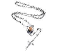 Supcare Rosary Beads Catholic Women's Necklace, Y-Shaped Stainless Steel Prayer Rosary Necklace with Guardian Pendants (St. Michael/St. Christopher/Virgin Mary), Unisex, Boxed in Silver/Gold/Black